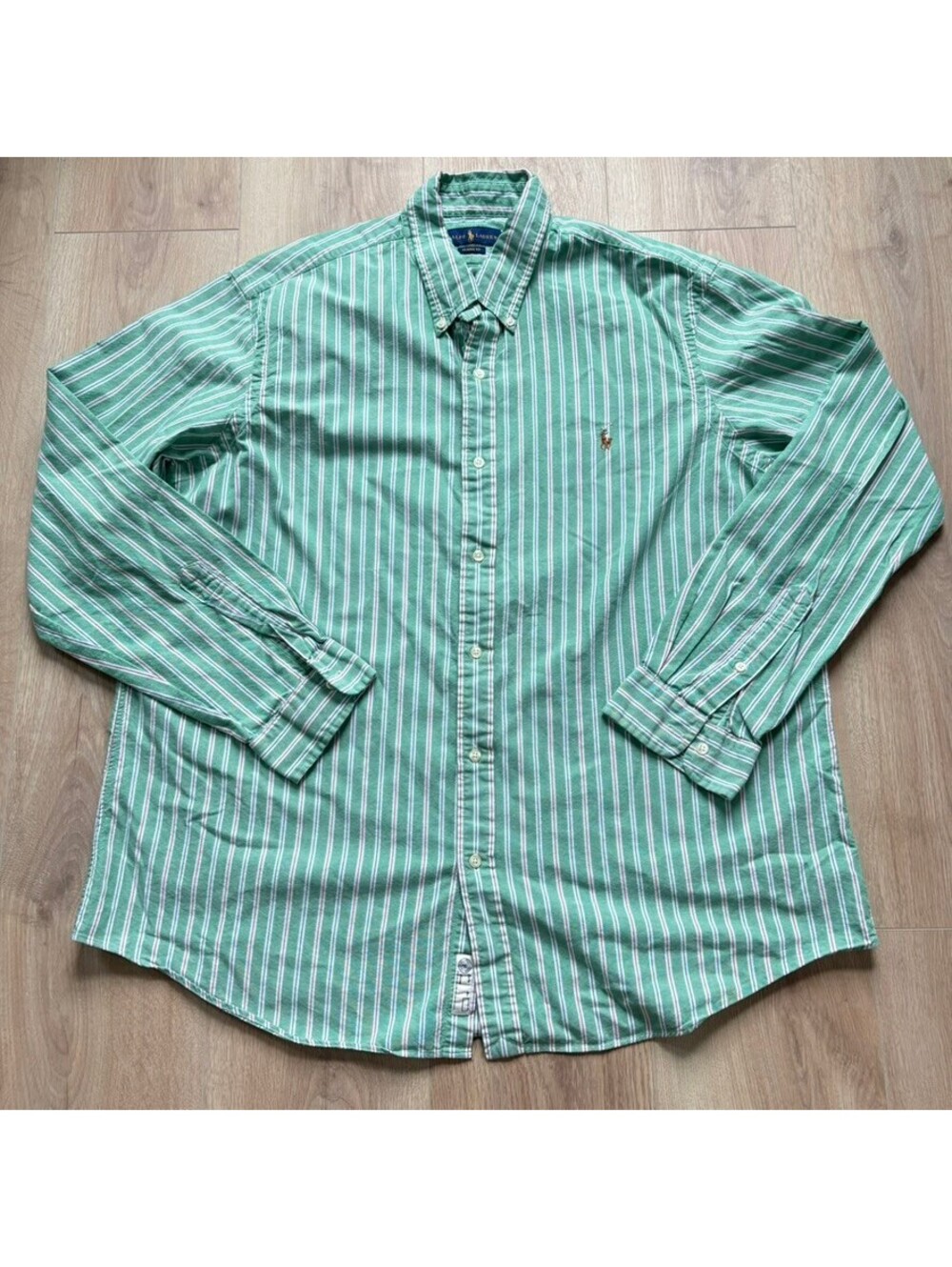 Ralph Lauren Mens Striped Oxford Shirt Green XXL Classic Fit Button Down